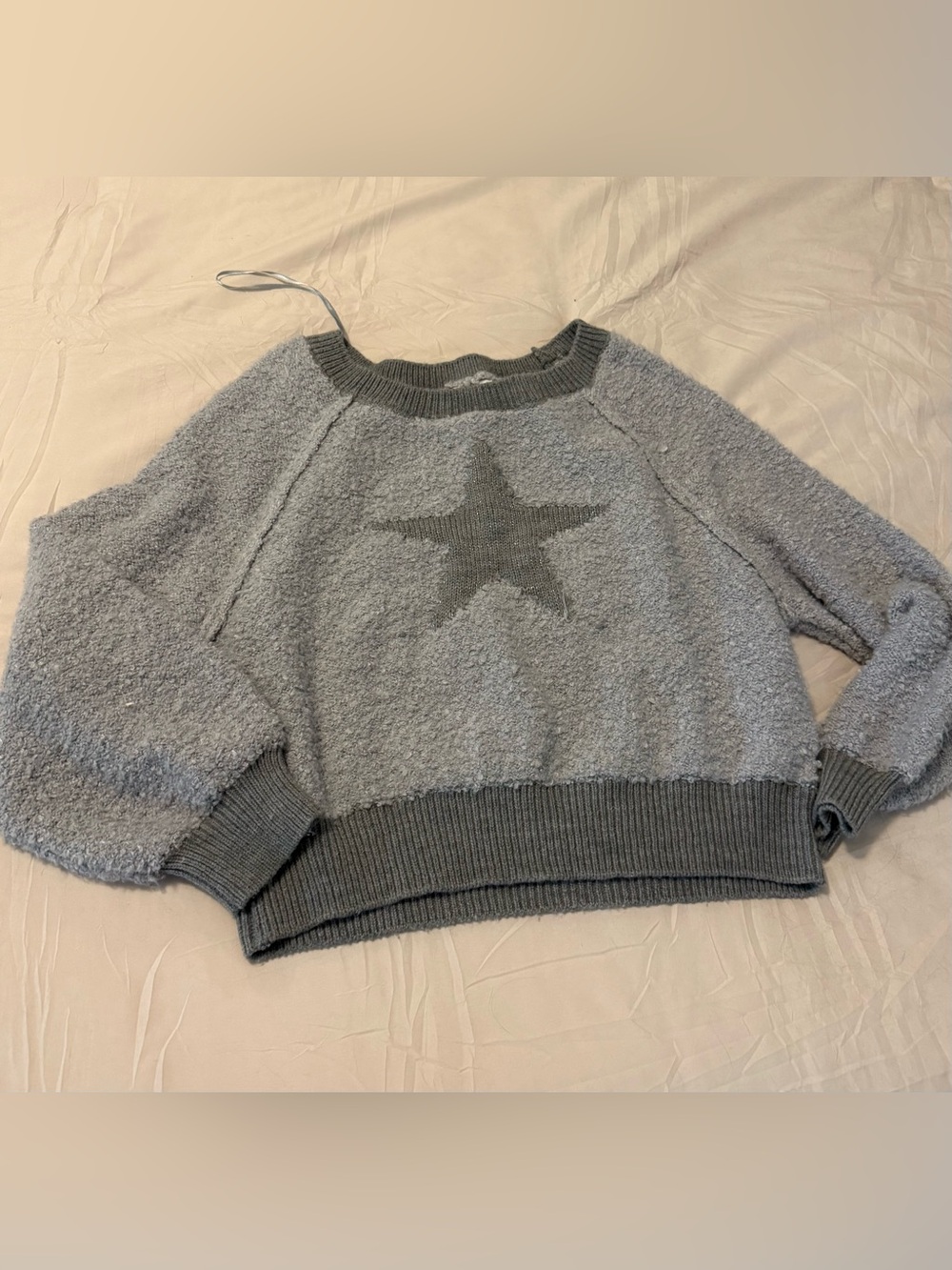 Pink Rose Gray Star Crewneck Sweater